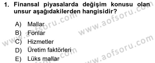 Para Teorisi Dersi 2024 - 2025 Yılı (Vize) Ara Sınav Soruları 1. Soru