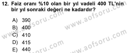 Para Teorisi Dersi 2024 - 2025 Yılı (Vize) Ara Sınav Soruları 12. Soru