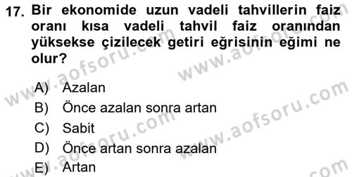 Para Teorisi Dersi 2024 - 2025 Yılı (Vize) Ara Sınav Soruları 17. Soru