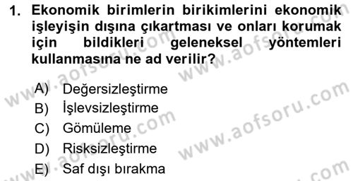 Para Teorisi Dersi 2025 - 2026 Yılı (Vize) Ara Sınav Soruları 1. Soru