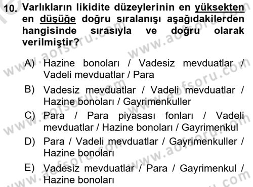 Para Teorisi Dersi 2025 - 2026 Yılı (Vize) Ara Sınav Soruları 10. Soru
