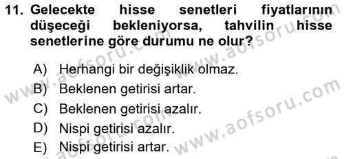 Para Teorisi Dersi 2025 - 2026 Yılı (Vize) Ara Sınav Soruları 11. Soru