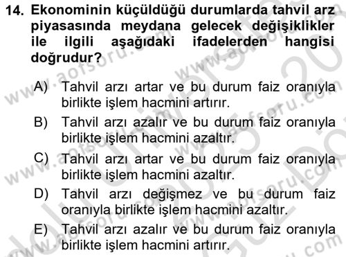 Para Teorisi Dersi 2025 - 2026 Yılı (Vize) Ara Sınav Soruları 14. Soru