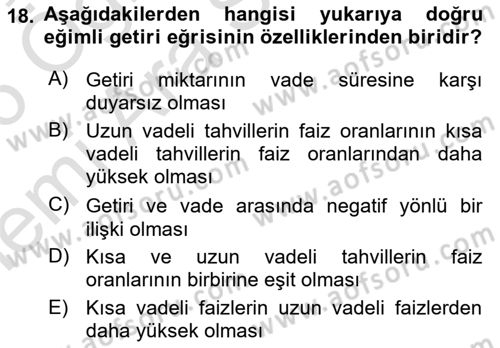 Para Teorisi Dersi 2025 - 2026 Yılı (Vize) Ara Sınav Soruları 18. Soru