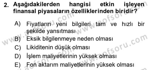 Para Teorisi Dersi 2025 - 2026 Yılı (Vize) Ara Sınav Soruları 2. Soru