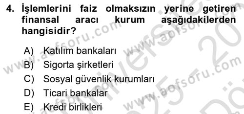 Para Teorisi Dersi 2025 - 2026 Yılı (Vize) Ara Sınav Soruları 4. Soru