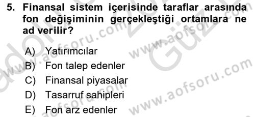 Para Teorisi Dersi 2025 - 2026 Yılı (Vize) Ara Sınav Soruları 5. Soru