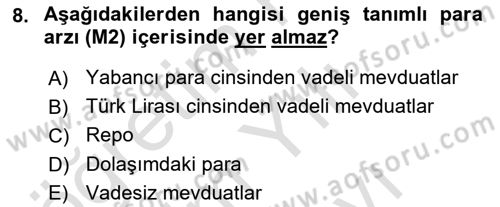 Para Teorisi Dersi 2025 - 2026 Yılı (Vize) Ara Sınav Soruları 8. Soru