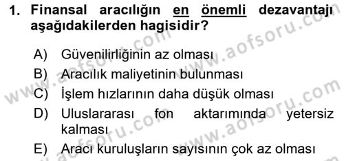 Para Teorisi Dersi 2025 - 2026 Yılı (Final) Dönem Sonu Sınav Soruları 1. Soru