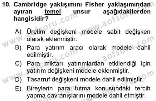 Para Teorisi Dersi 2025 - 2026 Yılı (Final) Dönem Sonu Sınav Soruları 10. Soru