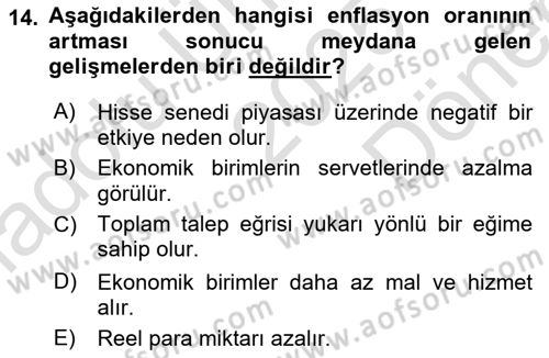 Para Teorisi Dersi 2025 - 2026 Yılı (Final) Dönem Sonu Sınav Soruları 14. Soru