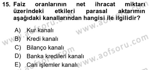 Para Teorisi Dersi 2025 - 2026 Yılı (Final) Dönem Sonu Sınav Soruları 15. Soru