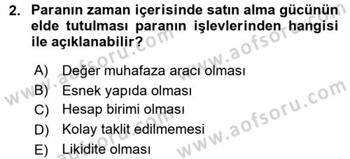 Para Teorisi Dersi 2025 - 2026 Yılı (Final) Dönem Sonu Sınav Soruları 2. Soru