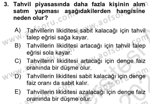 Para Teorisi Dersi 2025 - 2026 Yılı (Final) Dönem Sonu Sınav Soruları 3. Soru