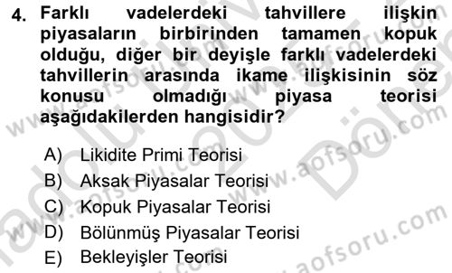 Para Teorisi Dersi 2025 - 2026 Yılı (Final) Dönem Sonu Sınav Soruları 4. Soru
