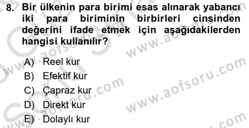 Para Teorisi Dersi 2025 - 2026 Yılı (Final) Dönem Sonu Sınav Soruları 8. Soru