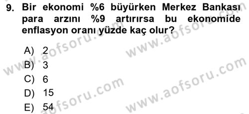 Para Teorisi Dersi 2025 - 2026 Yılı (Final) Dönem Sonu Sınav Soruları 9. Soru