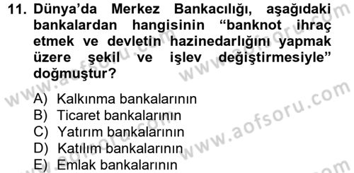 Para Politikası Dersi 2012 - 2013 Yılı (Vize) Ara Sınav Soruları 11. Soru