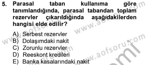 Para Politikası Dersi 2012 - 2013 Yılı (Vize) Ara Sınav Soruları 5. Soru