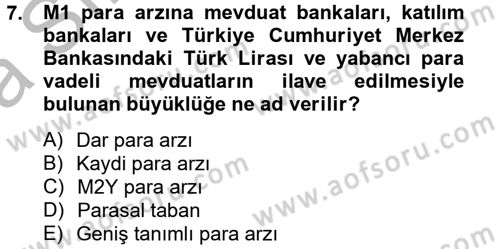 Para Politikası Dersi 2012 - 2013 Yılı (Vize) Ara Sınav Soruları 7. Soru