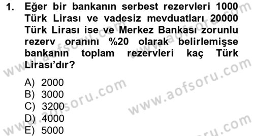 Para Politikası Dersi 2012 - 2013 Yılı (Final) Dönem Sonu Sınav Soruları 1. Soru