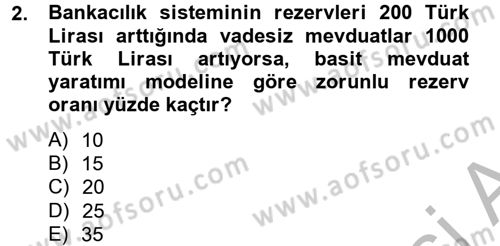 Para Politikası Dersi 2012 - 2013 Yılı (Final) Dönem Sonu Sınav Soruları 2. Soru