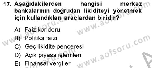 Para Politikası Dersi 2013 - 2014 Yılı (Vize) Ara Sınav Soruları 17. Soru