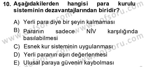 Para Politikası Dersi 2013 - 2014 Yılı (Final) Dönem Sonu Sınav Soruları 10. Soru