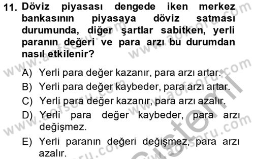 Para Politikası Dersi 2013 - 2014 Yılı (Final) Dönem Sonu Sınav Soruları 11. Soru