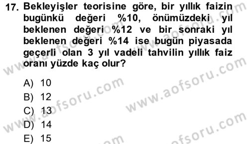 Para Politikası Dersi 2013 - 2014 Yılı (Final) Dönem Sonu Sınav Soruları 17. Soru