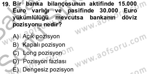 Para Politikası Dersi 2013 - 2014 Yılı (Final) Dönem Sonu Sınav Soruları 19. Soru