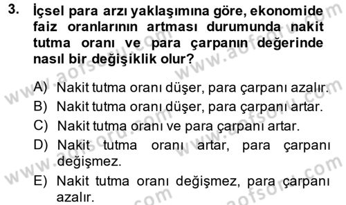 Para Politikası Dersi 2013 - 2014 Yılı (Final) Dönem Sonu Sınavı 3. Soru