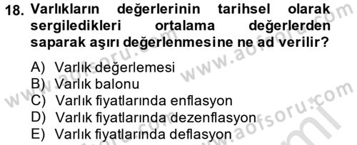 Para Politikası Dersi 2013 - 2014 Yılı Tek Ders Sınav Soruları 18. Soru