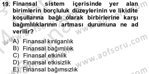 Para Politikası Dersi 2013 - 2014 Yılı Tek Ders Sınav Soruları 19. Soru