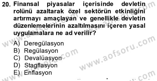 Para Politikası Dersi 2013 - 2014 Yılı Tek Ders Sınav Soruları 20. Soru