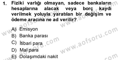 Para Politikası Dersi 2014 - 2015 Yılı (Vize) Ara Sınav Soruları 1. Soru