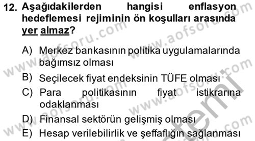 Para Politikası Dersi 2014 - 2015 Yılı (Final) Dönem Sonu Sınav Soruları 12. Soru