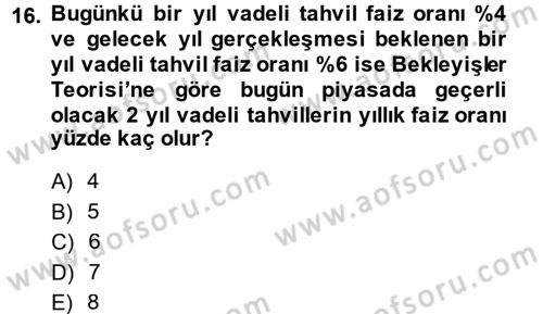 Para Politikası Dersi 2014 - 2015 Yılı (Final) Dönem Sonu Sınav Soruları 16. Soru