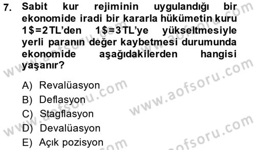 Para Politikası Dersi 2014 - 2015 Yılı (Final) Dönem Sonu Sınav Soruları 7. Soru
