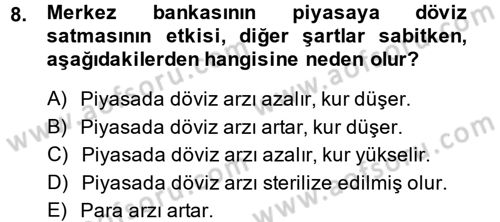 Para Politikası Dersi 2014 - 2015 Yılı (Final) Dönem Sonu Sınav Soruları 8. Soru