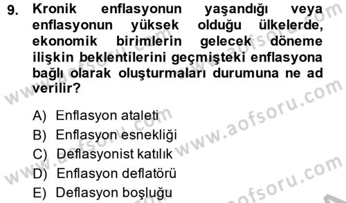 Para Politikası Dersi 2014 - 2015 Yılı (Final) Dönem Sonu Sınav Soruları 9. Soru
