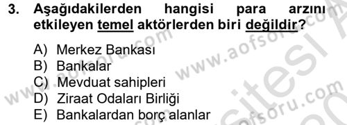 Para Politikası Dersi 2014 - 2015 Yılı Tek Ders Sınav Soruları 3. Soru