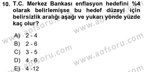 Para Politikası Dersi 2015 - 2016 Yılı (Final) Dönem Sonu Sınav Soruları 10. Soru