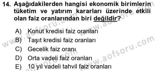 Para Politikası Dersi 2015 - 2016 Yılı (Final) Dönem Sonu Sınav Soruları 14. Soru