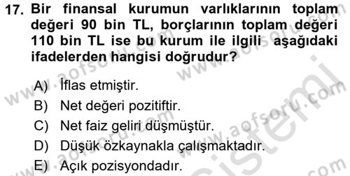 Para Politikası Dersi 2015 - 2016 Yılı (Final) Dönem Sonu Sınav Soruları 17. Soru