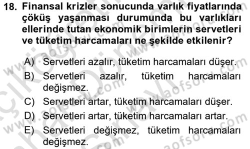 Para Politikası Dersi 2015 - 2016 Yılı (Final) Dönem Sonu Sınav Soruları 18. Soru