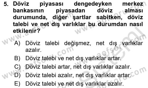 Para Politikası Dersi 2015 - 2016 Yılı (Final) Dönem Sonu Sınav Soruları 5. Soru