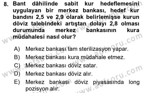 Para Politikası Dersi 2015 - 2016 Yılı (Final) Dönem Sonu Sınav Soruları 8. Soru