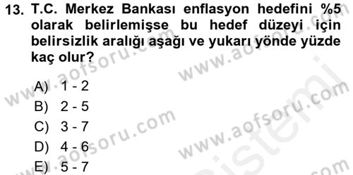 Para Politikası Dersi 2015 - 2016 Yılı Tek Ders Sınav Soruları 13. Soru