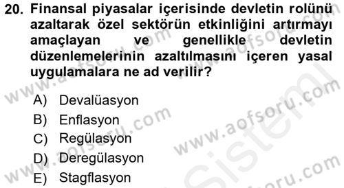 Para Politikası Dersi 2015 - 2016 Yılı Tek Ders Sınav Soruları 20. Soru